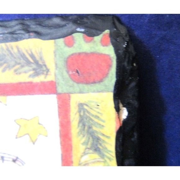 Santa Cat Print On Slate Tile Plaque Knotted Leather Hanger GUC So Much Detail - Picture 2 of 15